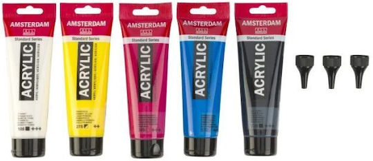 Royal Talens Acrylfarben Acrylics Primary Set 5x120ml + 3 Dosierdüsen