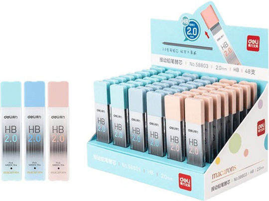 Deli Механични графитни върхове за механичен молив 2.0 Mm HB 8 Бройки