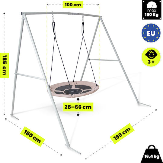 HyperMotion Κούνια Φωλιά Κρεμαστή Υφασμάτινη Γκρι