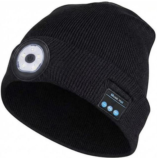 Unisex Beanie Mit Kopfhörern Gestrickter Mützen in Schwarz