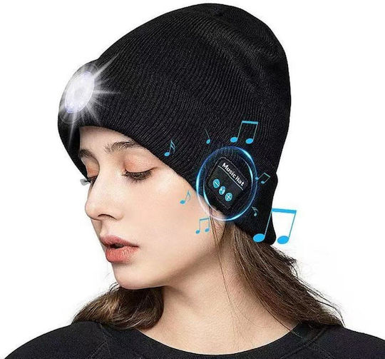 Unisex Beanie Mit Kopfhörern Gestrickter Mützen in Schwarz
