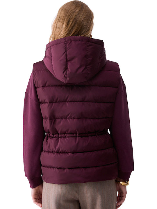Women's Sleeveless Winter Jacket Red Aubergine