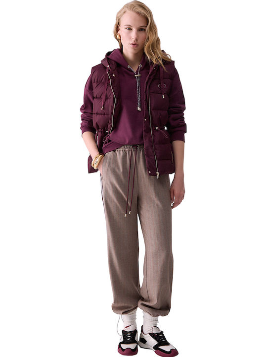 Women's Sleeveless Winter Jacket Red Aubergine