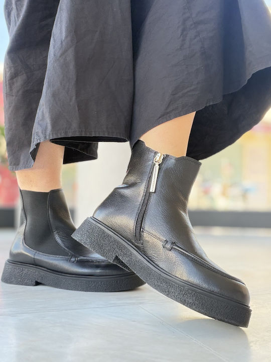 Leather Women's Ankle Boots Black