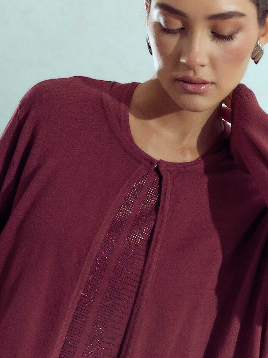 Celestino Set Pulover Cardigan Fără Mâneci Pentru Femei Burgundy