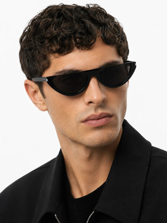 Ysl Black Sunglasses With Horn-Rimmed Frame