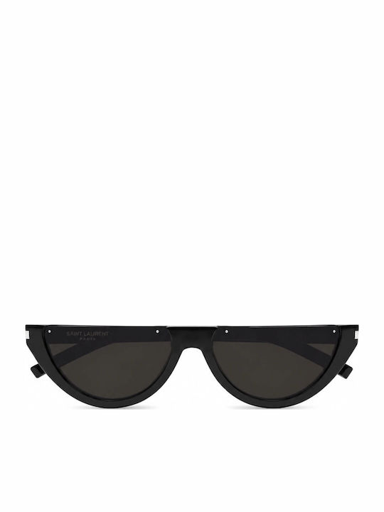 Ysl Unisex Sunglasses with Black Horn-Rimmed Frame and Black Lens
