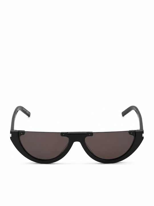 Ysl Unisex Sunglasses with Black Horn-Rimmed Frame and Black Lens