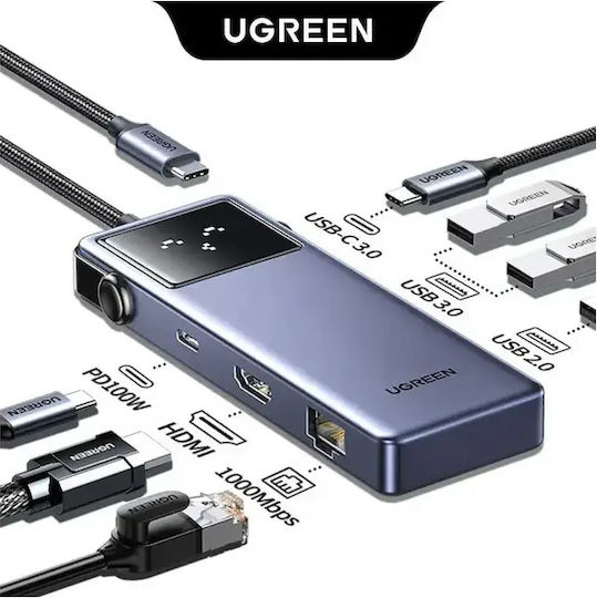 Ugreen CM888 USB-C Docking Station with HDMI 4K PD Ethernet Gray