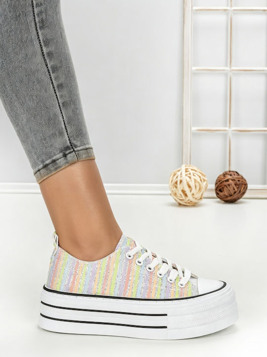 Adidași Flatforms Pentru Femei Multicolorați 803-4B_RAINBOW_ROȘII_JIN