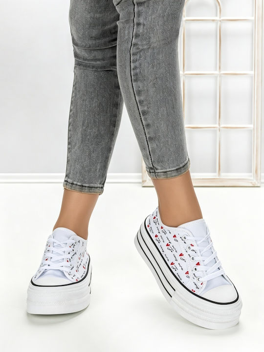 Adidași Flatforms Pentru Femei Albi