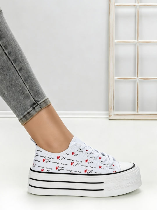 Adidași Flatforms Pentru Femei Albi