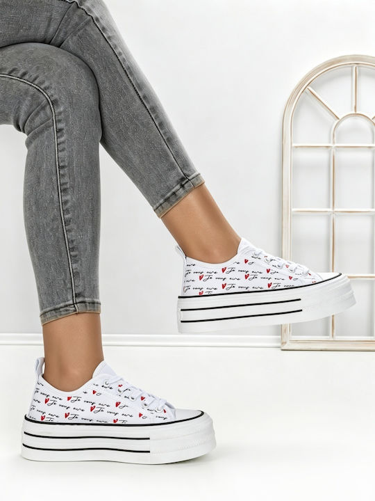 Adidași Flatforms Pentru Femei Albi