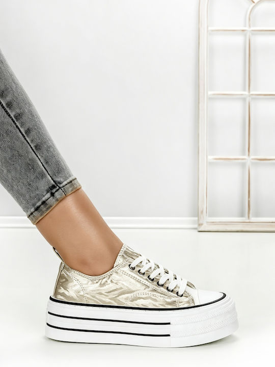 Adidași Flatforms Pentru Femei Auriu