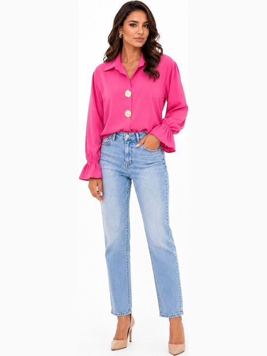 Cămașă De Damă Cu Mânecă Lungă Fuchsia