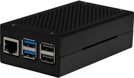 Joy-it Husă Din Aluminiu Raspberry Pi 5 M2-Hat Neagră Inclus Cooler Activ