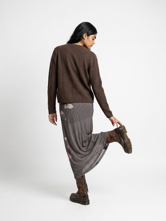 Damen Strickjacke Gestrickt Braun