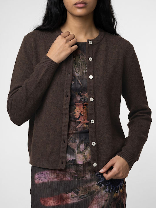 Damen Strickjacke Gestrickt Braun