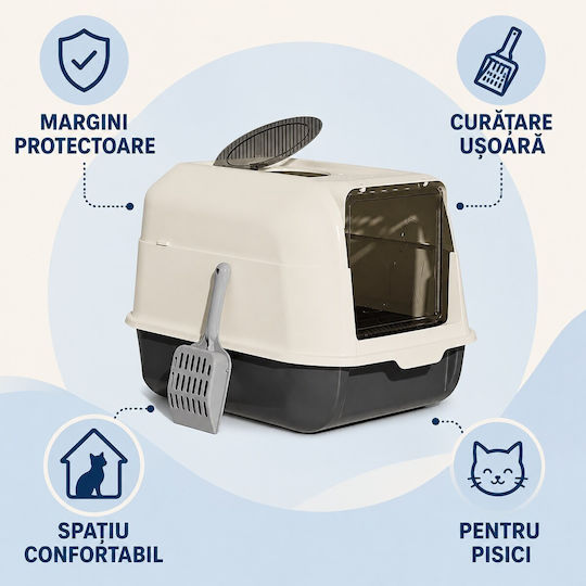 Toaletă pentru pisici cu Filtru Gri M51 x L36 x Î34cm