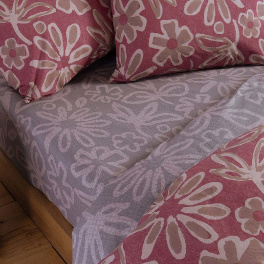 Nef-Nef Homeware Harmony Σετ Σεντόνια King Size με Λάστιχο 240x270+35εκ. Bordo (4τμχ)