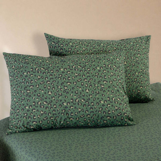 Nef-Nef Homeware Wild Комплект Чаршафи King Size с Еластична лента 240x270+35см. Wild Green (4бр)