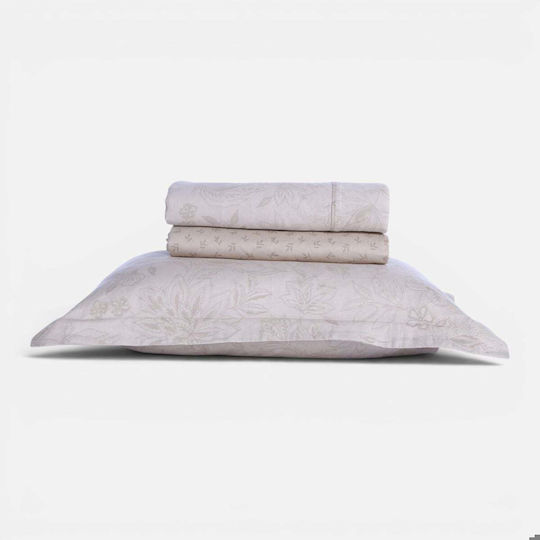 Nef-Nef Homeware Elinda Комплект Чаршафи King Size с Еластична лента 240x270+35см Екрю (4бр)