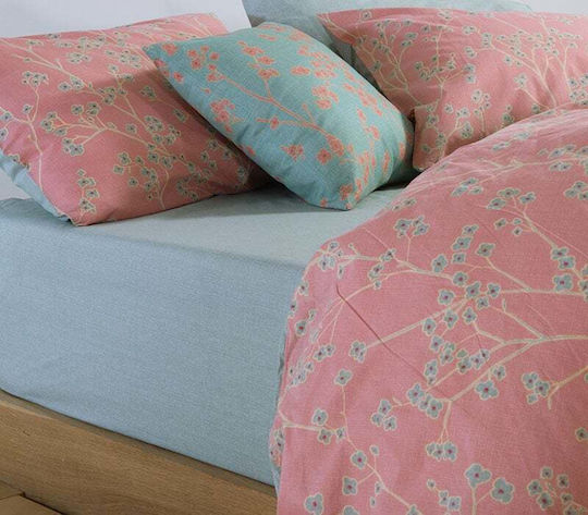 Nef-Nef Homeware Floriva Комплект Чаршафи Кралица с Еластична лента 160x200+35см Кафяв (4бр)