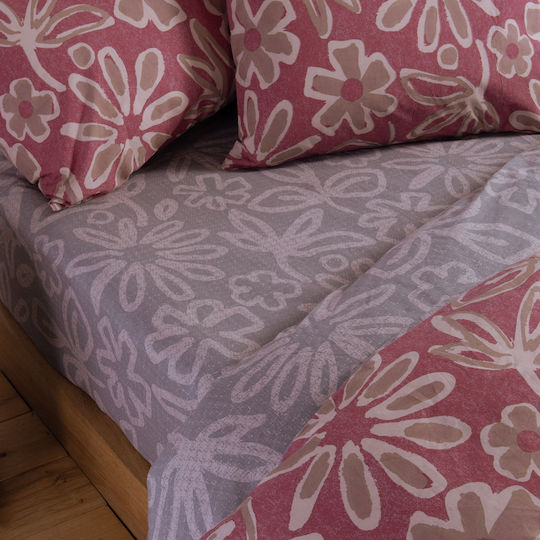 Nef-Nef Homeware Harmony Σετ Σεντόνια King Size με Λάστιχο 270x270+35εκ. Bordo (4τμχ)
