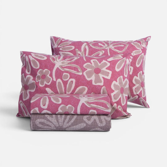 Nef-Nef Homeware Harmony Σετ Σεντόνια King Size με Λάστιχο 270x270+35εκ. Bordo (4τμχ)