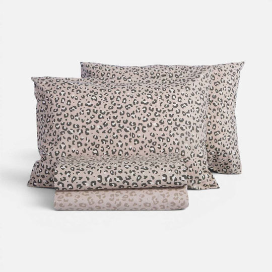 Nef-Nef Homeware Wild Σετ Σεντόνι με 2 Μαξιλαροθήκες Υπέρδιπλο με Λάστιχο 170x270+35εκ. Beige (3τμχ)