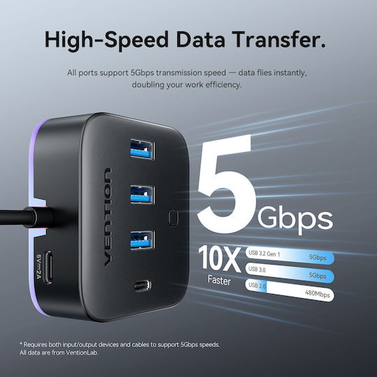 Vention IT Hub 4 Θυρών USB 3.0 με σύνδεση USB-A