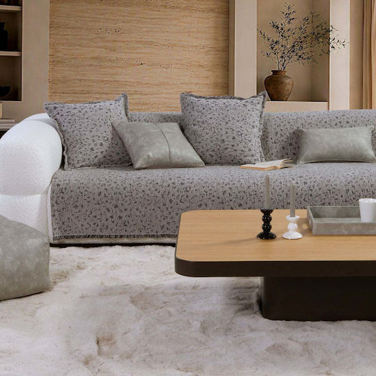Nef-Nef Homeware Леопард Фотьойл Throw Шенил 170x180см Сив