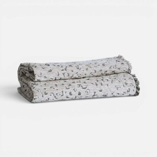 Nef-Nef Homeware Леопард Фотьойл Throw Шенил 170x180см Сив