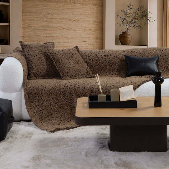 Nef-Nef Homeware Leopard Decken & Couchdecken Dreisitzer-Sofa Wurf Chenille 170x300cm Braune