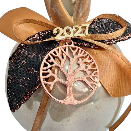 Kalliopi Silver New Year's Lucky Charm Pomegranate Rose Gold Ceramic 2027 10x12cm
