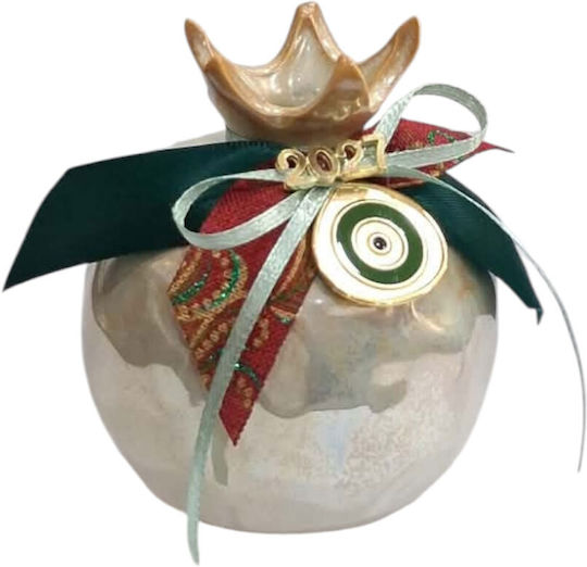 Kalliopi Silver New Year's Lucky Charm Pomegranate Gold Ceramic 2027 8x10cm