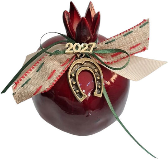 Kalliopi Silver Neujahrs Glücksbringer Granatapfel Rot Keramik 2027 10x12cm