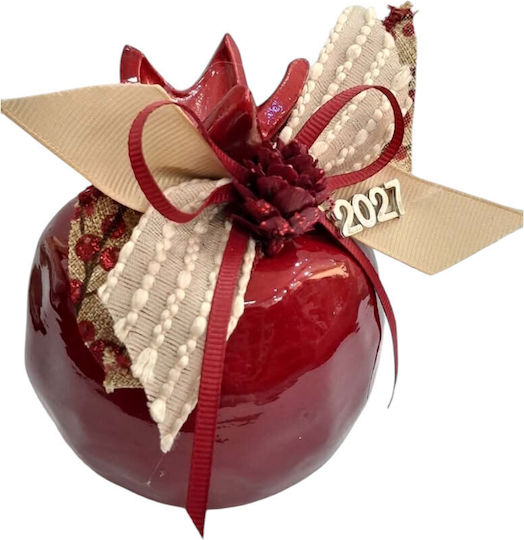 Kalliopi Silver Neujahrs Glücksbringer Granatapfel Rot Keramik 2027 8x10cm