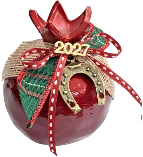 Kalliopi Silver Neujahrs Glücksbringer Granatapfel Rote Keramik 2027 8x10cm