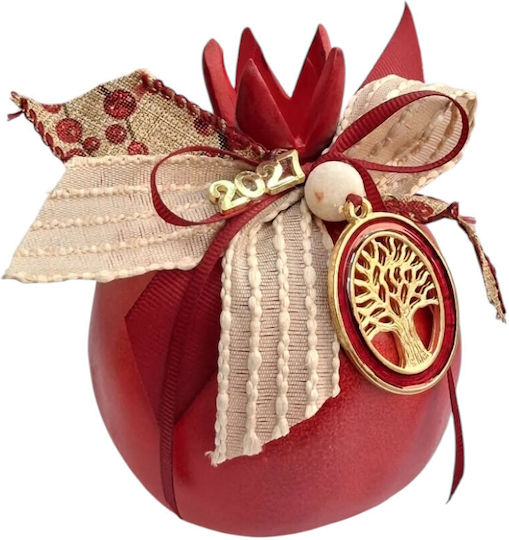 Kalliopi Silver Neujahrs Glücksbringer Granatapfel Rot Keramik 2027 10x12cm