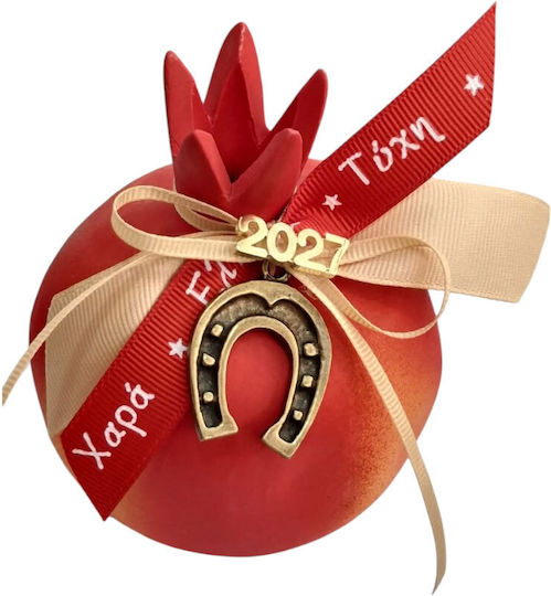 Kalliopi Silver Neujahrs Glücksbringer Granatapfel Rot Keramik 2027 10x12cm