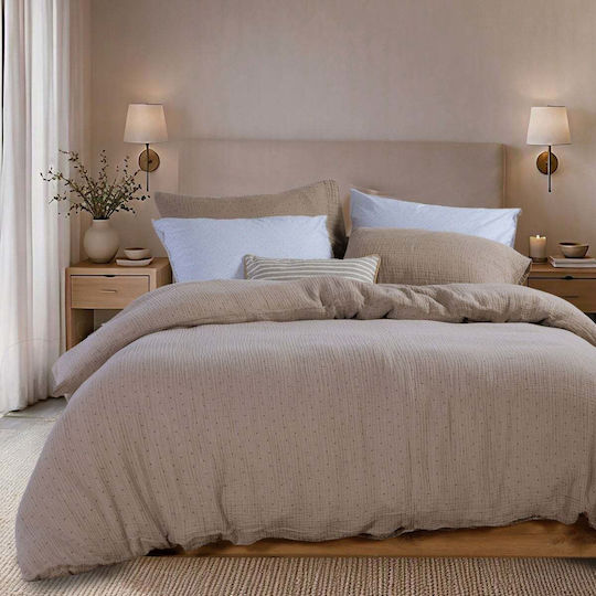 Nef-Nef Homeware Подредба Плик За Завивка 100% Памук 160x230см Единичен с Калъфка Dots Светлосив