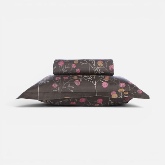 Nef-Nef Homeware Set Cotton Duvet Cover 240x230cm Super King with 2 Pillowcases Audrey Brown
