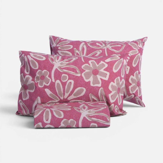 Nef-Nef Homeware Set Duvet Cover Cotton 170x240cm Single with Pillowcase Harmony Bordo