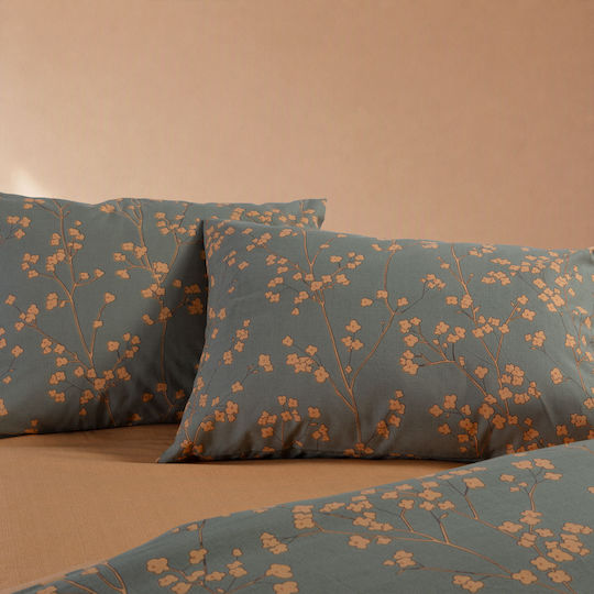 Nef-Nef Homeware Σετ Плик за Завивка 100% Памук 240x230cm Уплътнена с 2 Калъфки за Възглавници Green