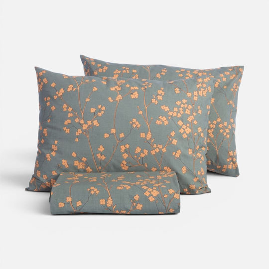 Nef-Nef Homeware Σετ Плик за Завивка 100% Памук 240x230cm Уплътнена с 2 Калъфки за Възглавници Green