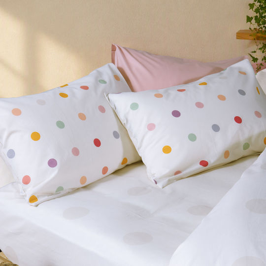 Nef-Nef Homeware Сет Детски Спални Комплекти Единично с Ластик Памучни Dots Екрю 170x260см 3 Бройки