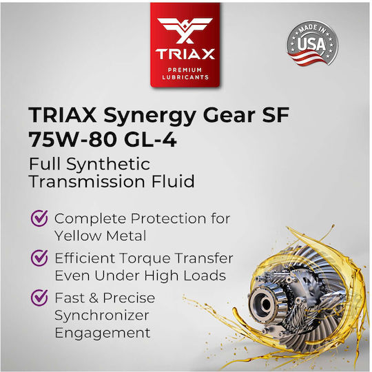 Ulei De Transmisie Manual Semi-Automat Pentru Camion Triax Synergy Gear Sf 75w-80 Complet Sintetic 18.92 L