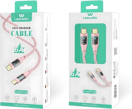 Leewello Geflochtenes USB Typ-C Kabel Männlich - USB-C Rosa 1,2m