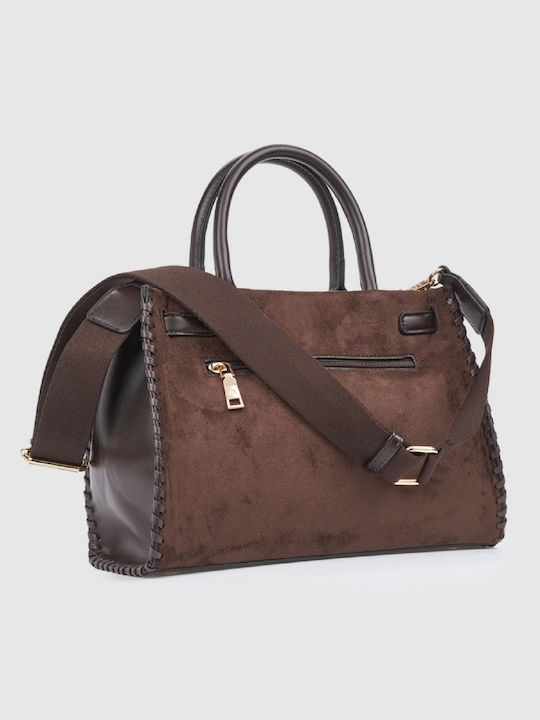 Γυναικεία Τσάντα Ώμου / Χειρός Suede Brown